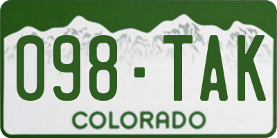 CO license plate 098TAK