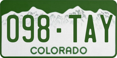 CO license plate 098TAY