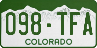 CO license plate 098TFA