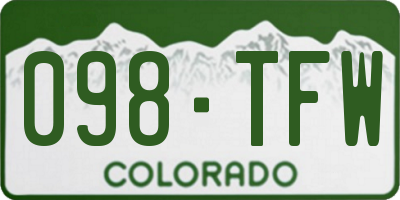 CO license plate 098TFW