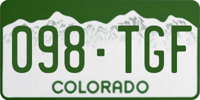 CO license plate 098TGF