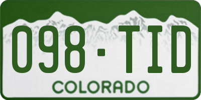 CO license plate 098TID