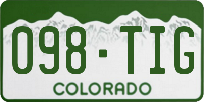 CO license plate 098TIG