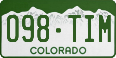 CO license plate 098TIM