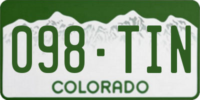 CO license plate 098TIN