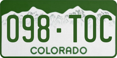 CO license plate 098TOC