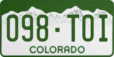 CO license plate 098TOI