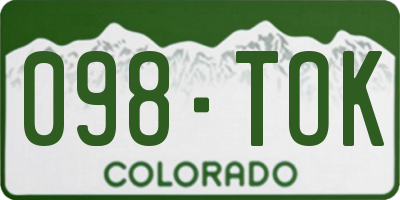 CO license plate 098TOK