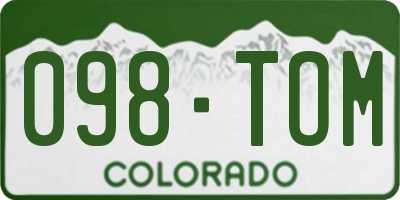 CO license plate 098TOM