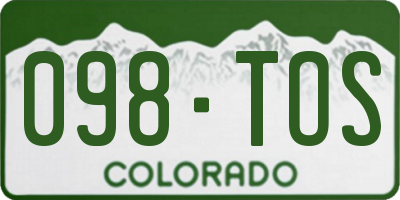 CO license plate 098TOS