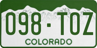 CO license plate 098TOZ