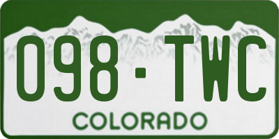 CO license plate 098TWC