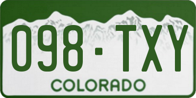 CO license plate 098TXY