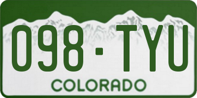 CO license plate 098TYU