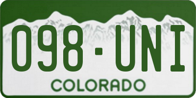 CO license plate 098UNI