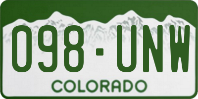 CO license plate 098UNW