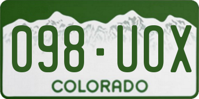CO license plate 098UOX