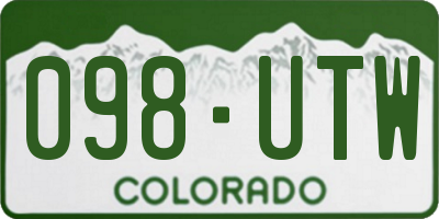 CO license plate 098UTW