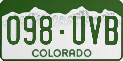 CO license plate 098UVB
