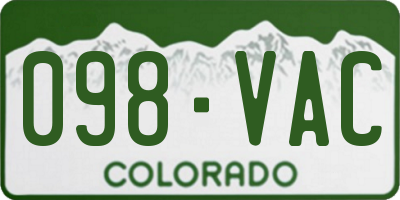 CO license plate 098VAC