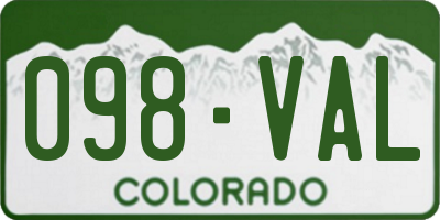 CO license plate 098VAL