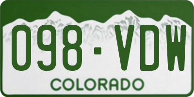 CO license plate 098VDW