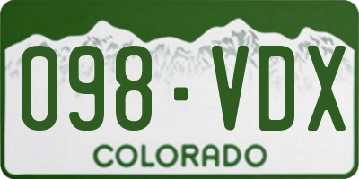 CO license plate 098VDX