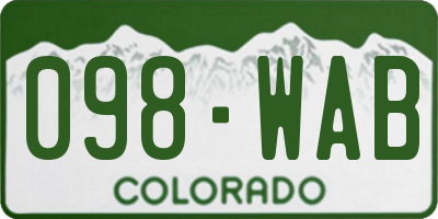 CO license plate 098WAB