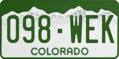 CO license plate 098WEK