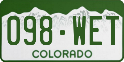 CO license plate 098WET