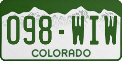 CO license plate 098WIW