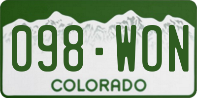 CO license plate 098WON