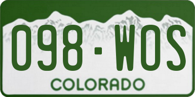 CO license plate 098WOS