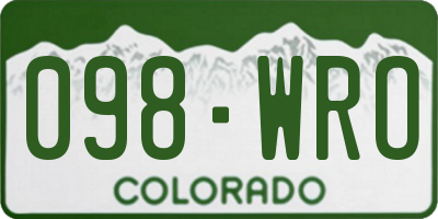 CO license plate 098WRO