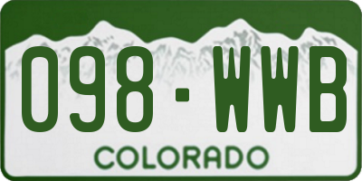 CO license plate 098WWB