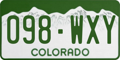 CO license plate 098WXY