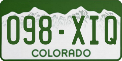 CO license plate 098XIQ