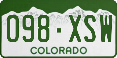 CO license plate 098XSW