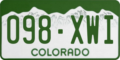 CO license plate 098XWI