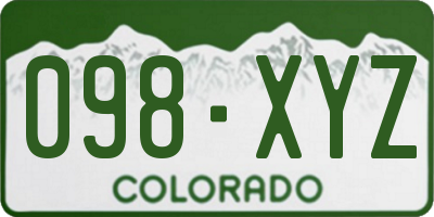 CO license plate 098XYZ
