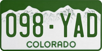 CO license plate 098YAD