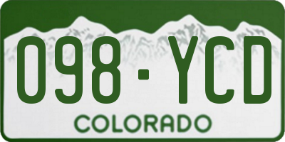 CO license plate 098YCD