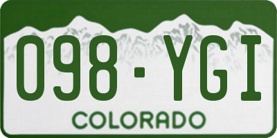 CO license plate 098YGI