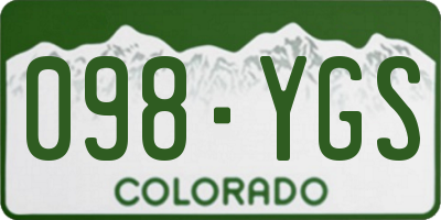 CO license plate 098YGS