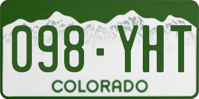 CO license plate 098YHT