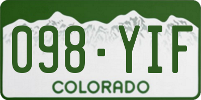 CO license plate 098YIF