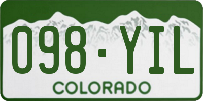 CO license plate 098YIL
