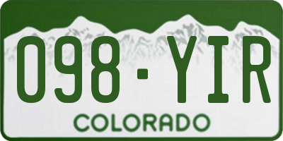 CO license plate 098YIR