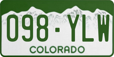 CO license plate 098YLW