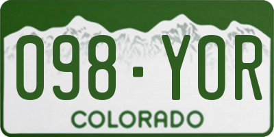 CO license plate 098YOR